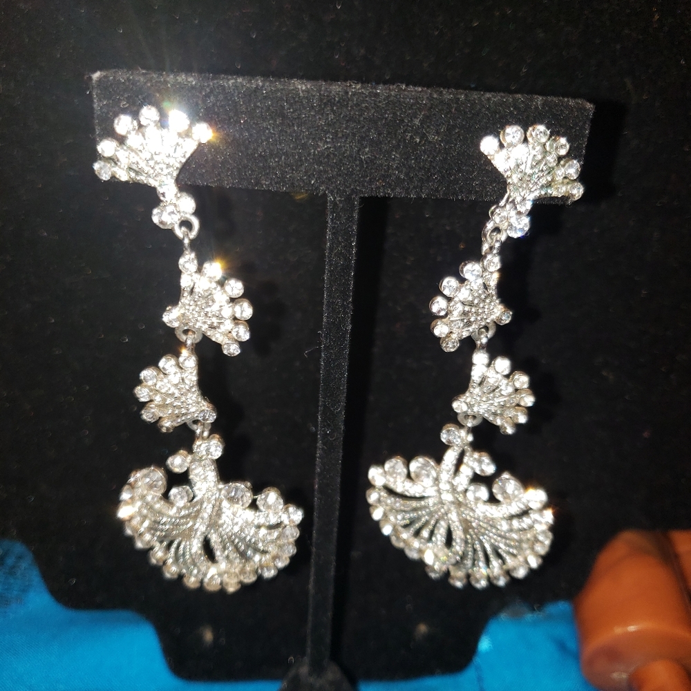 Earrings, drop rhinestone dressy, bridal